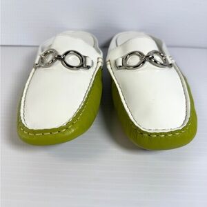 Andrew Stevens Stylish White and Green Loafers